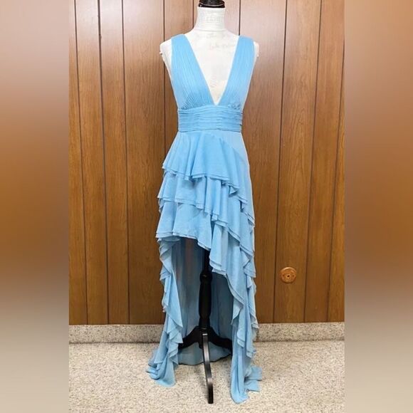 Alice + Olivia Asymmetric Ruffled Maxi Dress size 4 - Picture 6 of 14